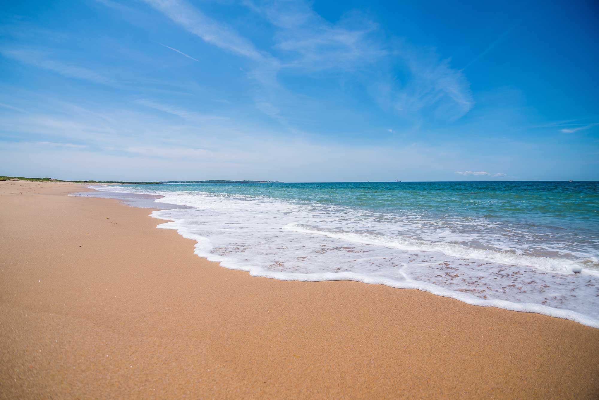 a remote beach on a sunny day