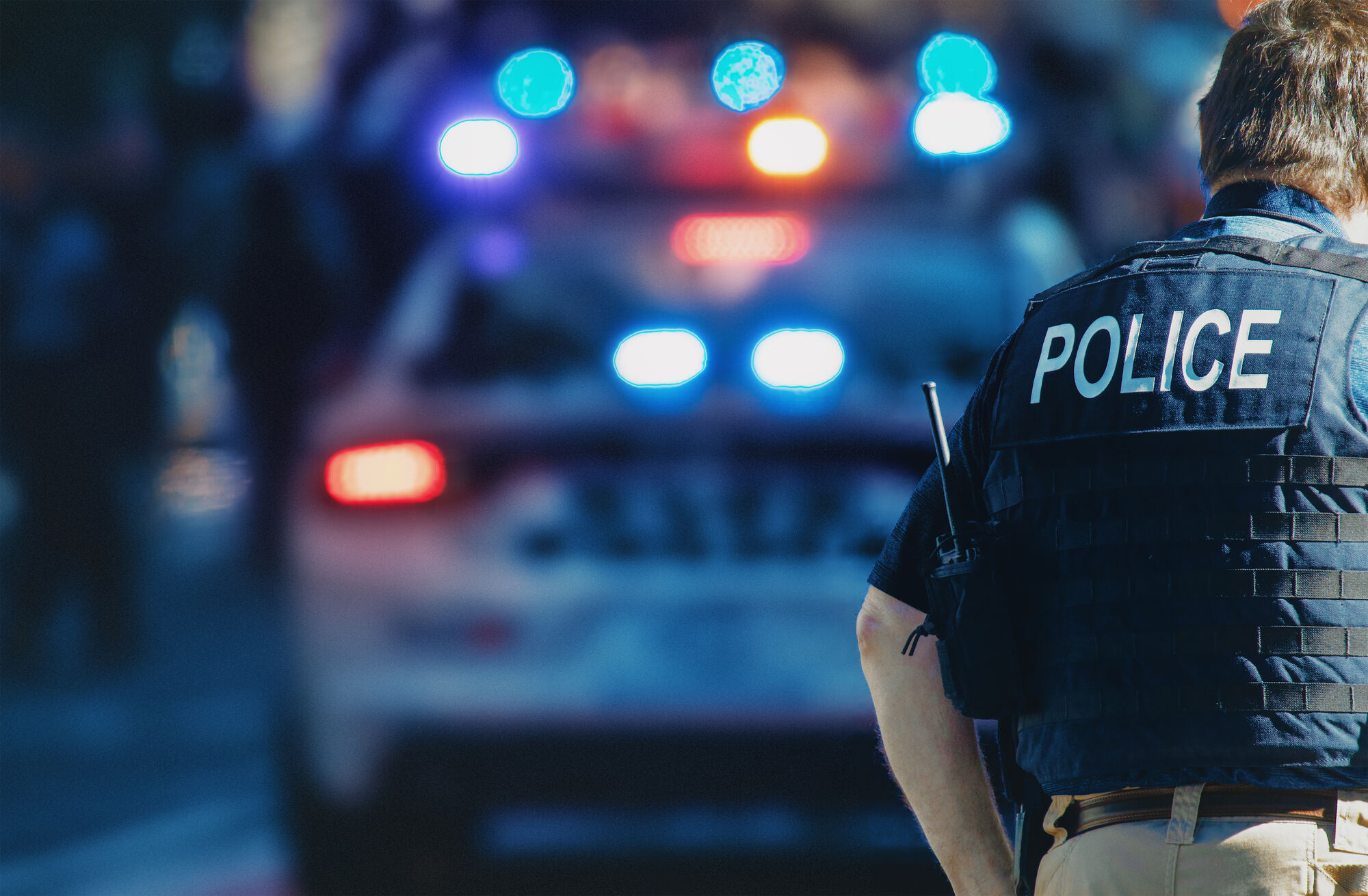 police officer with back turned